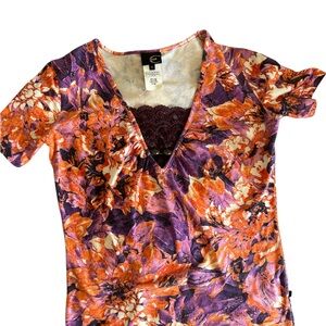 Roberto Cavalli Vibrant Orange and Purple Fitted Blouse